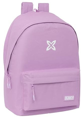Safta MUNICH BÁSICOS - Mochila para Portátil 15.6 y USB, Ideal para Jóvenes de Diferentes Edades, Tejido Reciclado, Cómoda y Versátil, Calidad y Resistencia, 31x18x44 cm, Color Lila