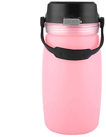 NDNCZDHC Solar-Laternenflasche, DC 5 V, Tragbare Wasserflasche, Lichter, Wiederaufladbar, 600 Ml Reise-Wasserflasche, LED-Lampe Mit USB-Solaraufladung, Silikon-Reiseflaschen(Rosa)