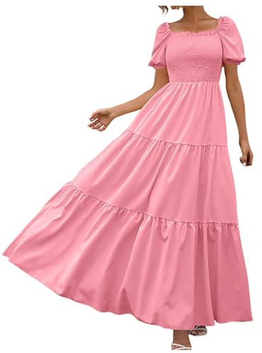 WVONIF Robe été Longue à Franges Paillettes de Danse Scintillante - Costume de Festival Tenue Rave pour Femmes et Filles - Bohème Grande Taille (Rose, XXL)