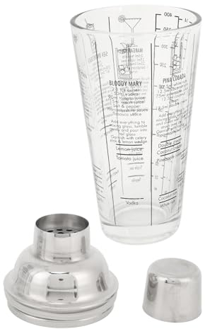 Coctelera De Vidrio De 450 Ml/15,2 Oz, Coctelera Con Medidas Impresas, Coctelera Mezcladora De Martini, Coctelera Con Tapa Coladora Para Barra De Fiesta En Casa