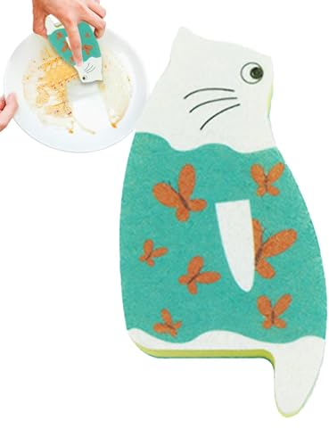 Esponjas de cocina | Estropajo para lavar platos con forma de gato, multiusos para lavar platos con forma de gato