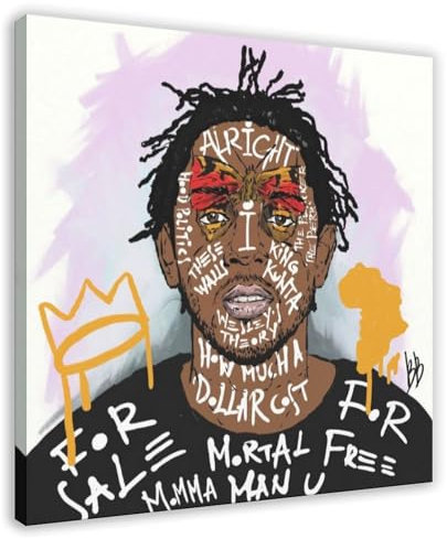 Kendrick Lamar Hip-Hop-Gemälde, ästhetisches 37 Leinwand-Poster, Schlafzimmerdekoration, Landschaft, Büro, Raumdekoration, Geschenk, Rahmen-Stil, 70 x 70 cm