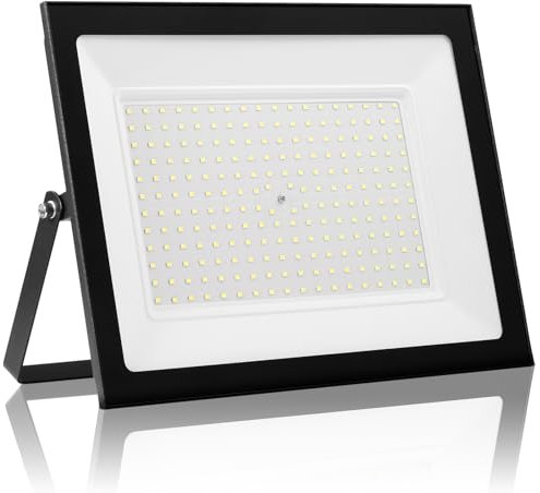 Hondony 200W Projecteur LED d'extérieur, éclairage de sécurité LED d'extérieur 6500K, IP66, éclairage blanc lumière du jour pour entrepôt, aire de jeux, arrière-cour et parc (200W, 6500K)