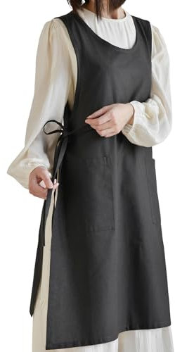 Nanxson Damen Bauwolle Leinen Schürze Kochschürze Gedruckte Küchenschürze mit 2 Taschen für Garten Baken Malerei