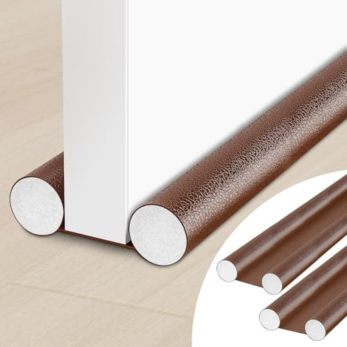 TOFFCAEA 2 Stücke Zugluftstopper für türen 96cm, Zugluftstopper tür, Windstopper Türdichtung in Lederoptik,Doppelseitig Lärmschutz Energiesparend, für Windstopper (Braun, 2 Stück)
