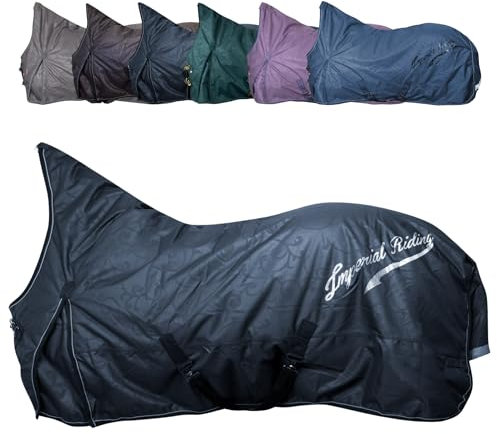 RL24 - Outdoordecke 600D IRHSuper-Dry von Imperial Riding – als Regendecke, Übergangsdecke & Winterdecke – wasserdichte Weidedecke mit Füllung – Pferdedecke in Navy – 135cm (50g)