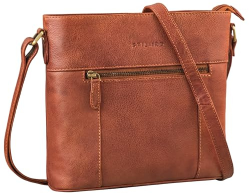 STILORD Medina Elegante Handtasche Damen Mittelgroß Leder Umhängetasche Vintage Schultertasche für Frauen Abendtasche Freizeit-Tasche Crossbody Bag Damen Echtleder Farbe:rot - Dunkelbraun
