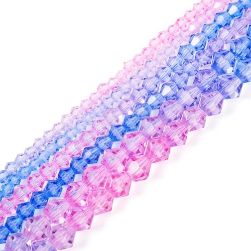 Bestewelry 12 Strands Faceted Glass Beads Bicone Crystal Beads Gradient Color Spacer Beads for Bracelets Earring Jewelry Making Door Decoration, Purple