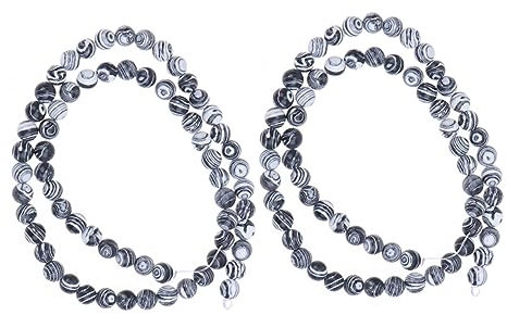 Tofficu 3stücke Malachit Perlen Stränge Schwarze Und Weiße Runde Lose Perlen Für Schmuckherstellung Armbänder Und Praktisch Für Kreative Projekte