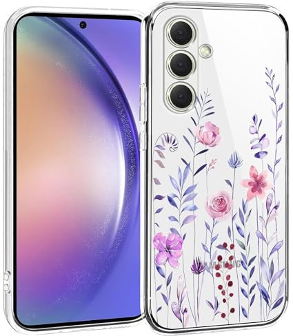 Pazpnoy Handyhülle für Samsung Galaxy A54 5G,Transparent Blume Muster Mädchen Hülle,Dünn Weich Silikon SchutzHülle,Stoßfeste Kratzfest TPU Case Cover-3