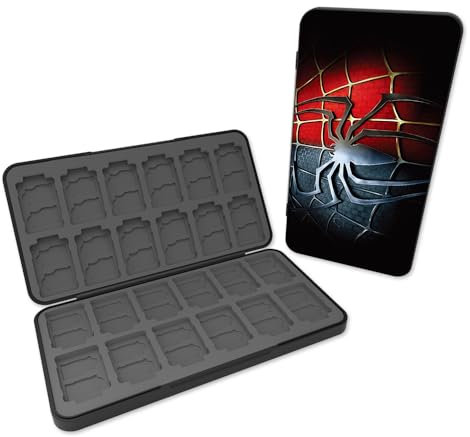 PERFECTSIGHT Game Case for Nintendo Switch Game Card Case with 24 Game Holder and 48 SD Micro Card Slots for Switch/Lite/OLED, Games Cartridge Cases for Kids Boys Girls Cute Storage Box - Spider