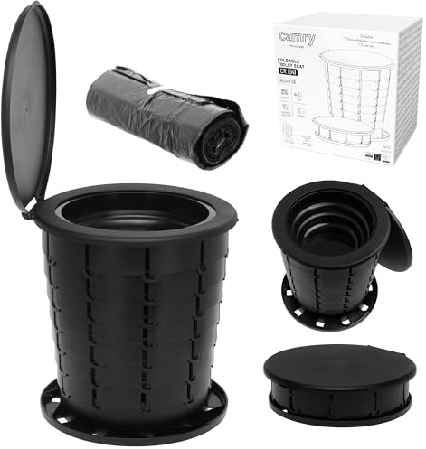 CAMRY Camping Toiletten, WC Tragbare, Faltbare Mobile Toilette, Tourist, Reisen, Wald, Angeln, 3in1 Abfalleimer, Toilette, Hocker, Campingstuhl