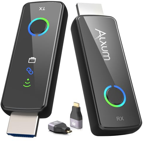 Alxum Trasmettitore e Ricevitore HDMI Wireless - Streaming Senza Fili 1080P@60Hz da PC/Computer Portatile a TV/Proiettore, Trasmissione di 50m, Plug & Play per Gaming e Riunioni di Business