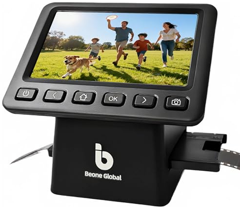 BEONEGLOBAL ClearScan P5 Film Scanner with SD Card, Upgraded Version, 24MP High-Resolution 35mm/135/126/110/Super 8 Film & Slide Converter with 5” LCD, Quick Digital JPEG Conversion