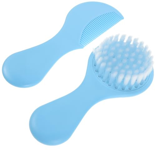 ULTECHNOVO Ensemble Brosse et Peigne pour -Né Bleu Ciel Kit de Toilette Bébé Brosse Douce à Poils Souples et Peigne Anti-Démangeaisons Soin Cuir Chevelu Délicat et Croûtes de Lait Prise