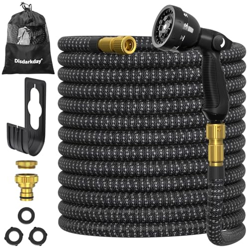 Gartenschlauch Flexibel 30M, Ausziehbare Garten Schlauch Wasserschlauch mit 10 Funktionsdüse Brause, Garden Hose Leichter Flex Schlauch mit 3/4 und 1/2 Zoll 3 Lagigem Latexkern, Schwarz