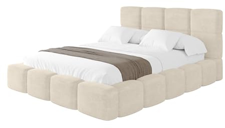 ALTDECOR Polsterbett mit Bettkasten und Lattenrost, Bett mit Kopfteil, Boxbett ohne Matratze, Doppelbett mit Stauraum - NATA 160x200 Beige