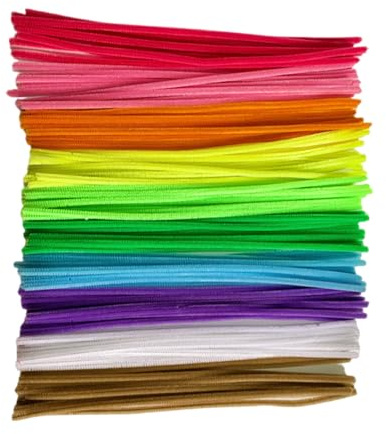 100 Uds Limpiadores de pipas coloridos y borrosos, tallos de chenilla curvados, suministros de arte Hecho A Mano, juguete para niños, alambre borroso