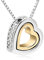 Bungsa Damenkette 45cm Silber Gold Halskette Herz mit Gravur Love You Forever - Zweifarbiger Offener herzförmiger Anhänger mit klarem Strass Besetzt - Kette Frauen Liebe - Heart Necklace Love