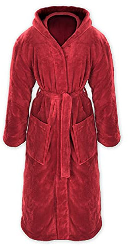 Gräfenstayn® Damen & Herren Kuschelfleece Bademantel mit Kapuze Größe S-XXXL Öko-Tex Standard 100 Flanell Fleece (S, Bordeaux)
