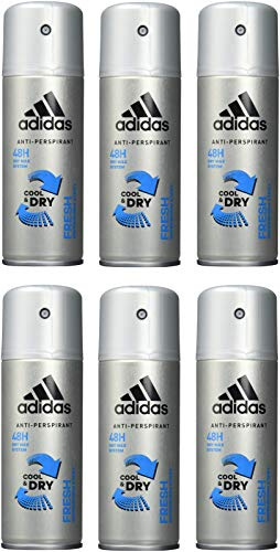 adidas Fresh Anti-Perspirant Deo Body Spray für Herren mit zuverlässige Geruchs- und Schweißhemmung bis zu 48 h, 6er Pack (6 x 150 ml)
