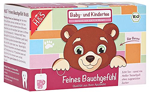 H&S Baby- und Kindertee Nr. 65 - Bio Feines Bauchgefühl, 20 Beutel à 1,5 g: Zur Anwendung bei Kindern nach dem 4.-6. Monat (ca. 8 kg Körpergewicht) - Mit zarter Kamillenblüte und süßfruchtigem Apfel