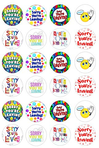 The Cake Decorators Boutique 24 Sorry you're leaving style edible Iced Icing CupCake Toppers
