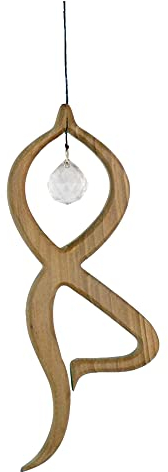 Fensterdeko aus Holz Balance mit Regenbogenkristall hängend, Sonnenfänger, Fensterschmuck