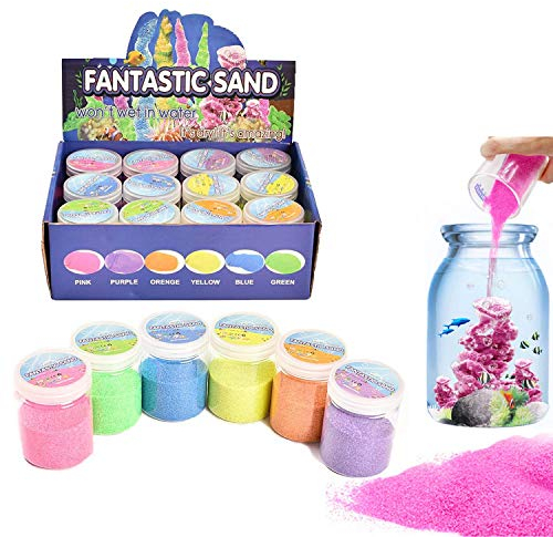 XIAOHONG Magischer Sand, 1,8 kg – Atlantis-Sand, fantastischer Sand wird nie nassen, magischer Sand – erstaunlicher hydrophober Raumsand, farbiger Spielsand, Spielzeug für Kinder und Erwachsene – 6