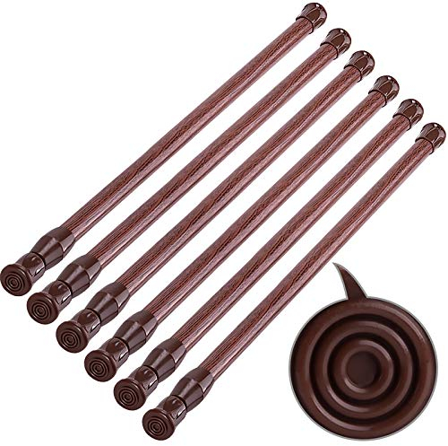 SIQUK 6 Stücke Teleskopstange Vorhangstange ohne Bohren Spannstange Gardinenstange für Badezimmer Schrank Kleiderschrank Kleiderstange(Holzmaserung, 30-50cm)
