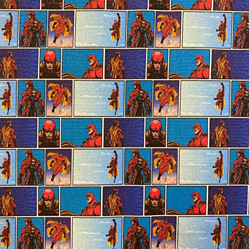 Kt KILOtela - Patchwork Stoff Meterware - Digitaldruck - 100 % Baumwolle - 140 cm Breite - Länge wählbar 50 in 50 cm | Superhelden, Comic - Blau, Rot