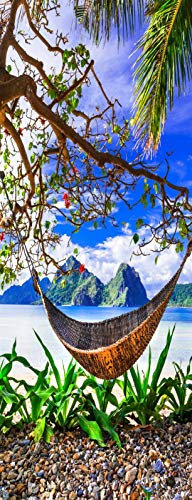 A.Monamour Sticker Porte Autocollant Poster de Porte 3D Hamac Plage De Sable Tropicale El Nido Île De Palawan Philippines Vinyle Affiche de Porte Sticker Mural Papier Peint Art Décor 77 x 200 cm