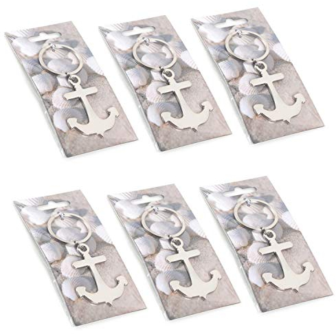 Logbuch-Verlag Lot de 6 porte-clés ancre porte-bonheur pour le Nouvel An - Cadeau pour les amis, les employés, les collègues - Symbole de coaching Talisman
