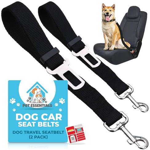 SOL 2pk Dog Car Seat Belts, 70cm Adjustable Seatbelt Harness Strap for Dogs, Durable Nylon with Secure Clip-On Design, Comfortable Pet Travel Gear, Snug Fit for Any Breed and Sizes, Easy to Install