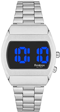 Armitron Sport Retro Digital Chronograph Bracelet Watch Silver/Blue