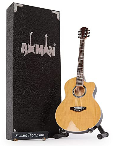 Richard Thompson - Miniature Guitar Replica - Music Gifts - Handmade Ornamental 1/4 Scale - Includes a Display Box, Name Tag and Miniature Guitar Stand