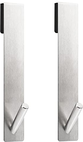 UBCTUG Shower Door Towel Hooks Over Glass Door Extended Hooks (7 Inch/18 cm) for Bathroom Shower Frameless Glass Towel Hooks 2 Pack (Brushed-7in)