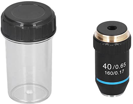 Hilitand 40X Achromatic Microscope Objective Lens, High Magnification, 20.2mm/0.8in Interface Size, Brass, RMS Standard, 40X Magnification, Automatic Rebound Design