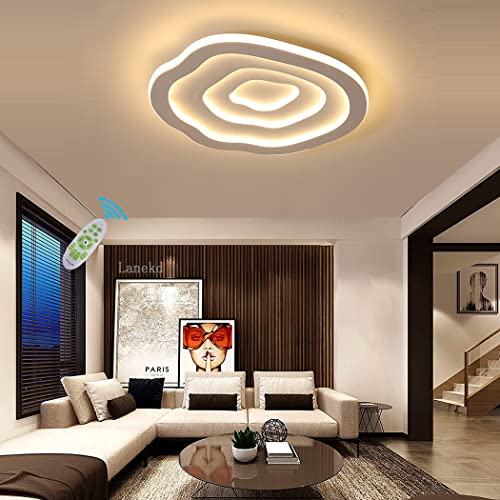 Lanekd Wohnzimmerlampe LED Deckenleuchte Weiß Deckenbeleuchtung Modern Wolke Leiter Designer Deckenlampe Dimmbar 30w Schlafzimmerlampe Für Esszimmer Flur Büro Rund Decken Leuchten (Ø60cm)
