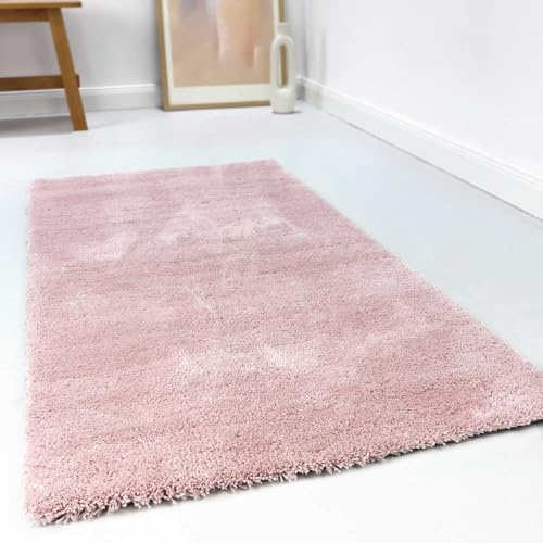 Wecon Home relaxx getufteter Hochflorteppich, 80 x 150 cm, rosa | kuschelig weicher Hochflor Teppich, bestens geeignet fürs Wohnzimmer, Schlafzimmer und Kinderzimmer