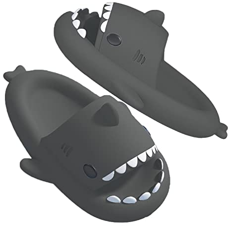 GULAKY Cloud Shark Slides Pillow Slippers Damen/Herren Hausschuhe Unisex Badeschuhe für Sommer,Dunkelgrau,46.47