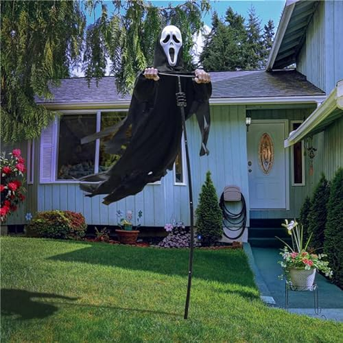 PARTYGEARS Scream Vogelscheuche, schreiender Geist, Halloween, gruseliger Geist des Todes, Geist, fliegende Vogelscheuche, Heimdekoration für Außenbereich, Garten, Veranda, Hof (schwarz)