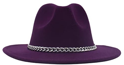 Faringoto Modischer Fedora-Hut mit breiter Krempe für Damen, Herbst, Winter, Herren, Panama, violett, 56