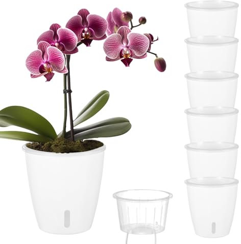 KvyusFlourish Vasi autoirriganti per piante da interno, confezione da 6 fioriere autoirriganti da 12,7 cm, con fori di drenaggio, piccoli vasi di viola africana con indicatore dell'acqua, vaso per