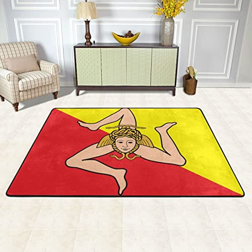 YINGD Soft Area Rug Sizilianische Flagge Flanell Teppich für Wohnzimmer rutschfeste Bodenmatte waschbar Teppich (Größe: 100 x 150 cm)