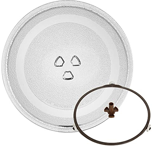 DAJAVE 245mm Microwave Plate Replacement, Small Microwave Glass Plate Replacement, Microwave Turntable Glass Plate with 3 Fixers with Microwave Turntable Support and Coupler