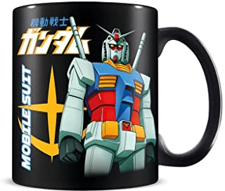 Gundam Mobile Suit Design - Tazza da caffè in ceramica nera da 325 ml, in confezione regalo, prodotto ufficiale Gundam