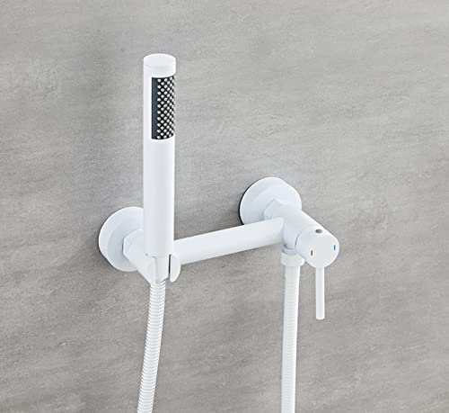 Simple douche blanche ensemble de douche WC chaud et froid robinet de bain ménager, blanc 1