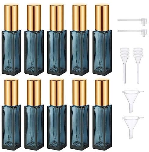 Segbeauty Vaporizzatore Profumo da Viaggio, Boccetta Ricaricabile, 10 Pezzi Atomizzatore Vetro 10 ml, Bottiglia Spray per Oli Essenziali, Fragranza (Blu)