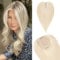 TESS Hair Topper Echthaar Blond, 10x12cm Basis Toupet Damen #60 weiß Blond Haartopper Echthaar 50g 40 cm Haar Topper Clip in Haarteil Extensions
